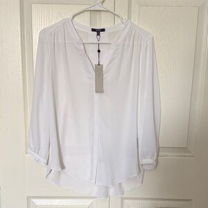 NYDJ White Pullover Split-Neck Blouse